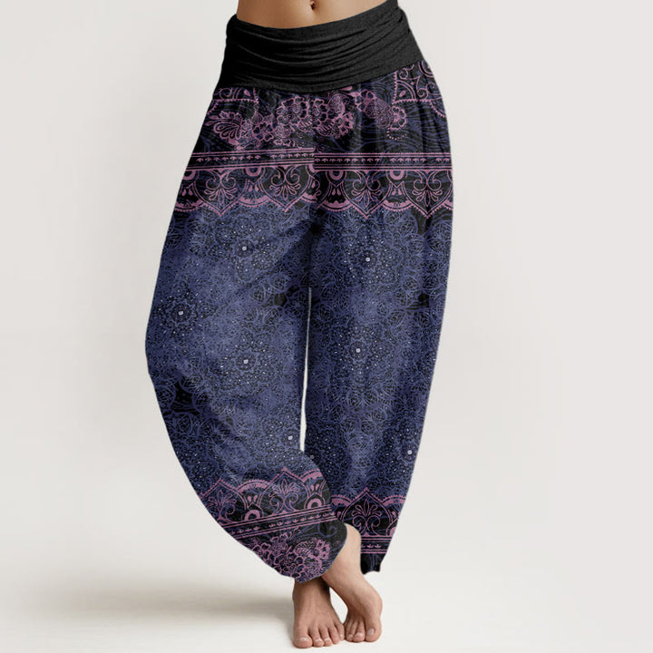 Buddha Stones Pure Cotton Elegant Mandala Flowers Design Women's Elastic Waist Harem Pants - image 6