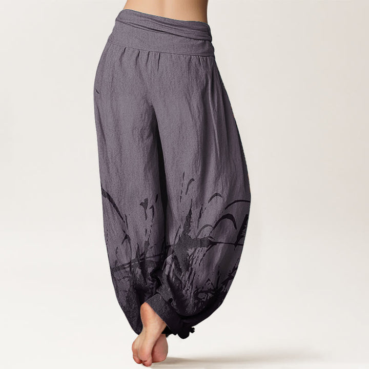 Buddha Stones Pure Cotton Wild Grass Pattern Women's Elastic Waist Harem Pants - image 9