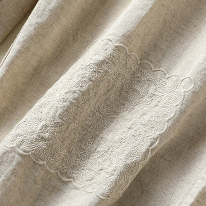 Buddha Stones Vintage Summer Casual Embroidery Paisley Pattern Women's  Cotton Linen Harem Pants With Pockets - image 15