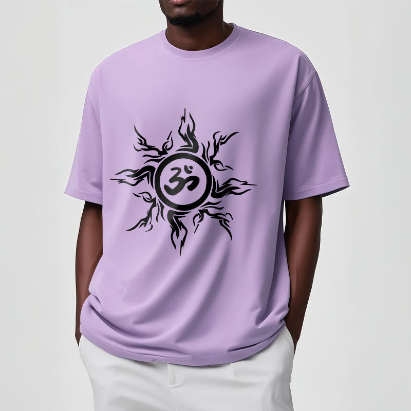 Buddha Stones Sunburst Pattern Surrounding An Om Symbol Pattern Cotton Tee T-shirt - image 18