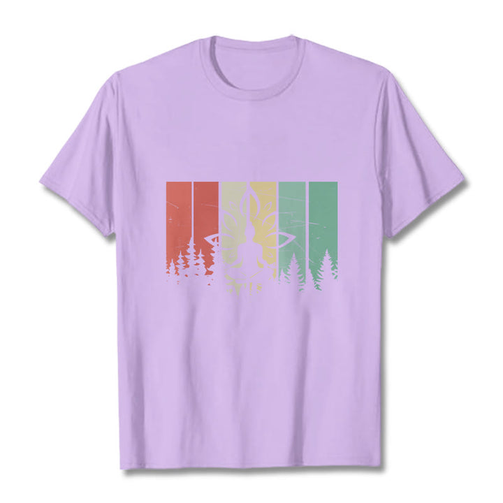 Buddha Stones Buddha Statue Meditating In Lotus Position Shadow Pattern Cotton Tee T-shirt - Plum - 2XL - image 16