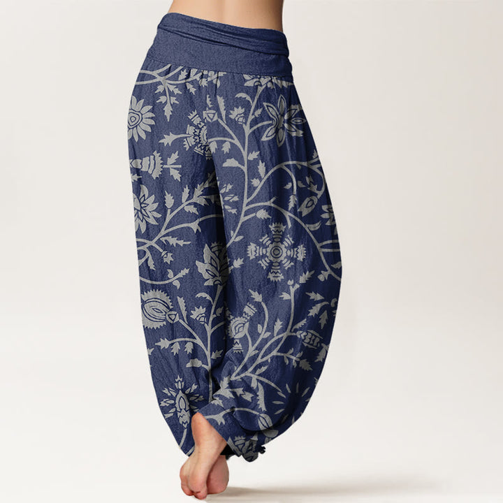 Buddha Stones Casual Floral Branches Flowing Vines Pattern Women's Elastic Waist Harem Pants - image 2