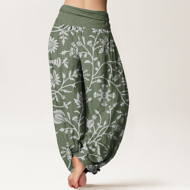 Buddha Stones Casual Floral Branches Flowing Vines Pattern Women's Elastic Waist Harem Pants - image 7