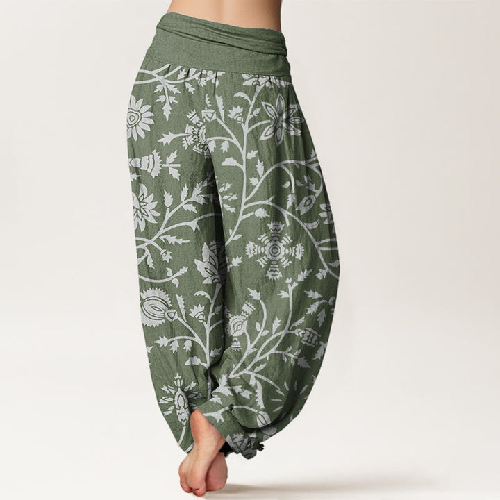 Buddha Stones Casual Floral Branches Flowing Vines Pattern Women's Elastic Waist Harem Pants - image 7