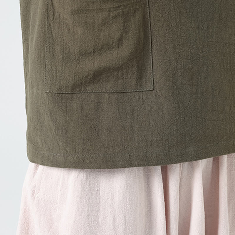 Buddha Stones Casual Half Frog-Button Design Stand Collar Tang Suit Men's Half Sleeve Cotton Shirt With Pocket - image 30