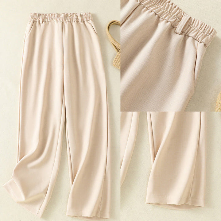 Buddha Stones Vintage Elastic Waistband Design Drawstring Women's Cotton Pants With Pockets - image 7