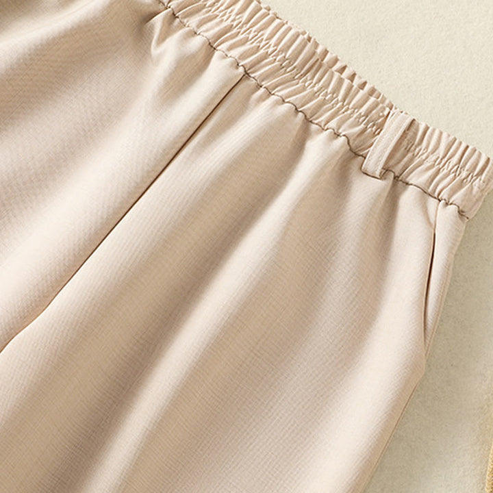 Buddha Stones Vintage Elastic Waistband Design Drawstring Women's Cotton Pants With Pockets - image 2