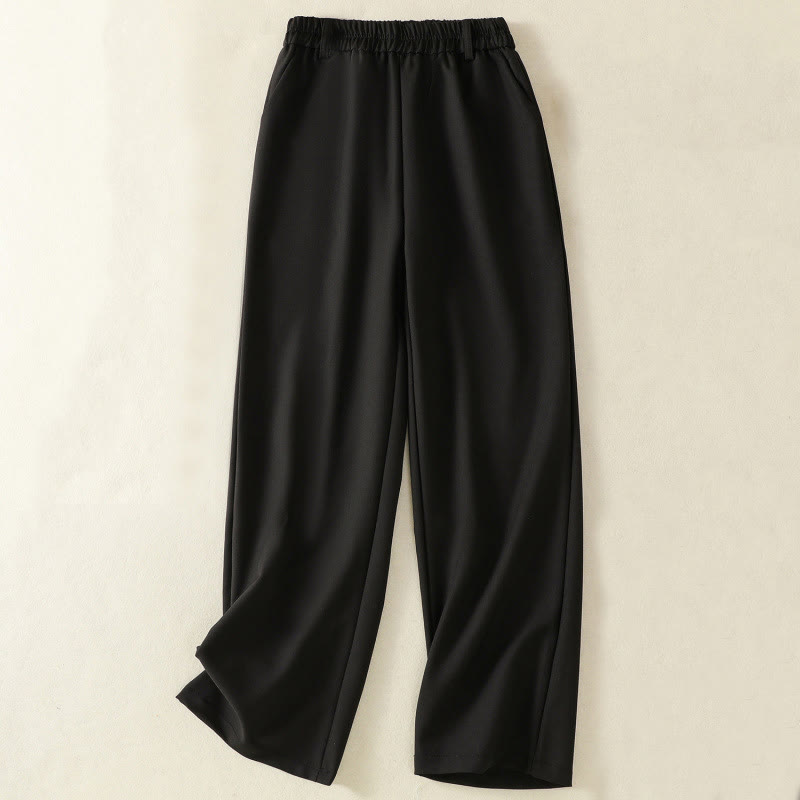 Buddha Stones Vintage Elastic Waistband Design Drawstring Women's Cotton Pants With Pockets - Black - US8-10，UK/AU12-14，EU40-42 (2XL) - image 8