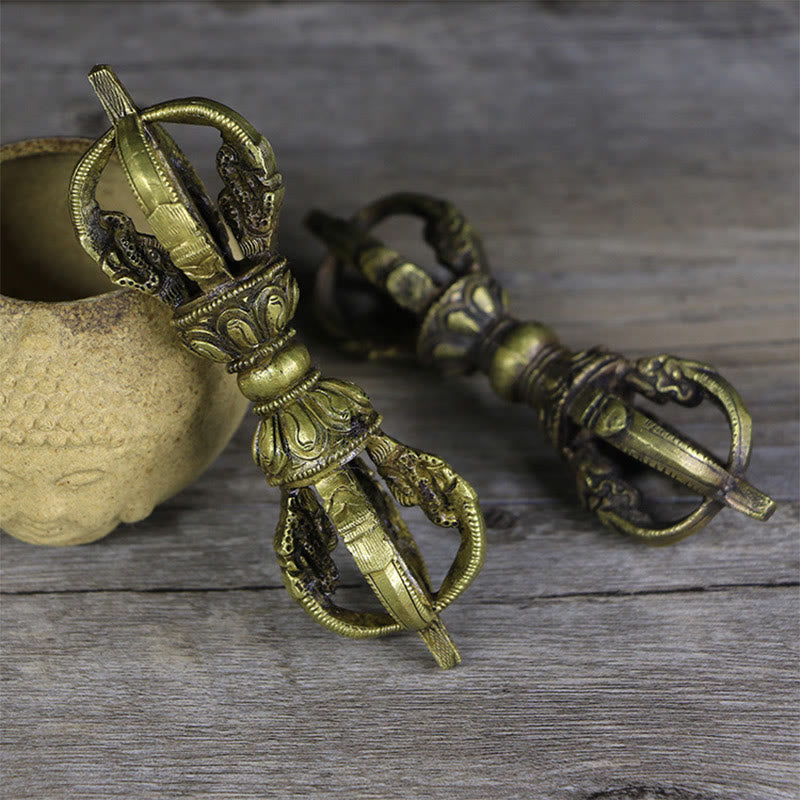 Buddha Stones Handmade Nepal Five Prong Vajra Dorje Copper Metal Decoration - image 1