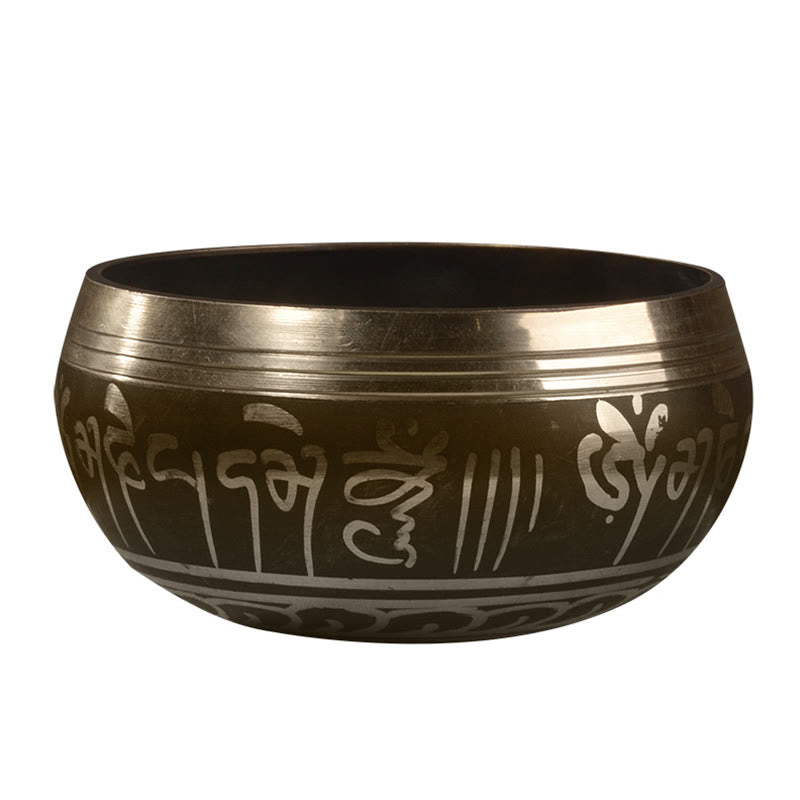 Buddha Stones Handmade Singing Bowl Buddha Eyes Scripture Pattern for Healing and Meditation Sound Bowl Set - image 10