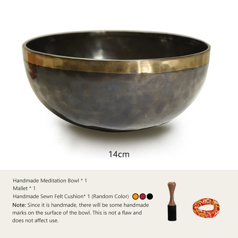 Buddha Stones Handmade Nepal Singing Bowl Simple Pattern for Healing and Meditation Sound Bowl Set - 5.51 IN (14 CM) - image 1