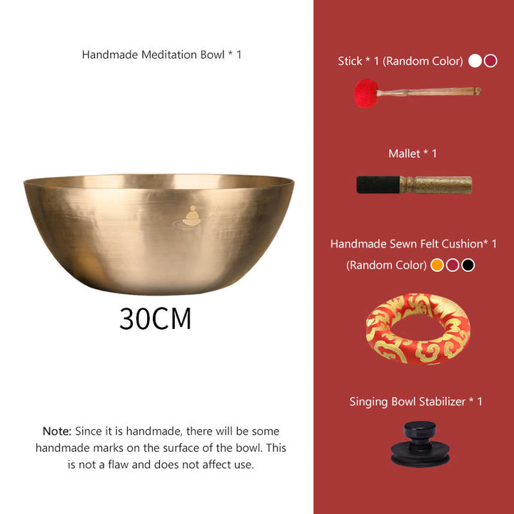Buddha Stones Handmade Nepal Golden Singing Bowl for Healing and Meditation Sound Bowl Set - 11.81 IN (30 CM) - image 12
