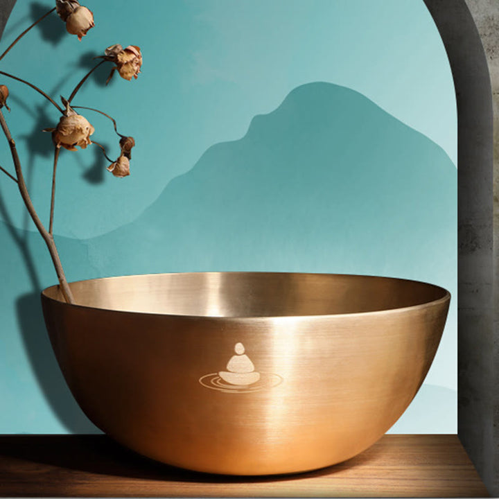 Buddha Stones Handmade Nepal Golden Singing Bowl for Healing and Meditation Sound Bowl Set - image 11