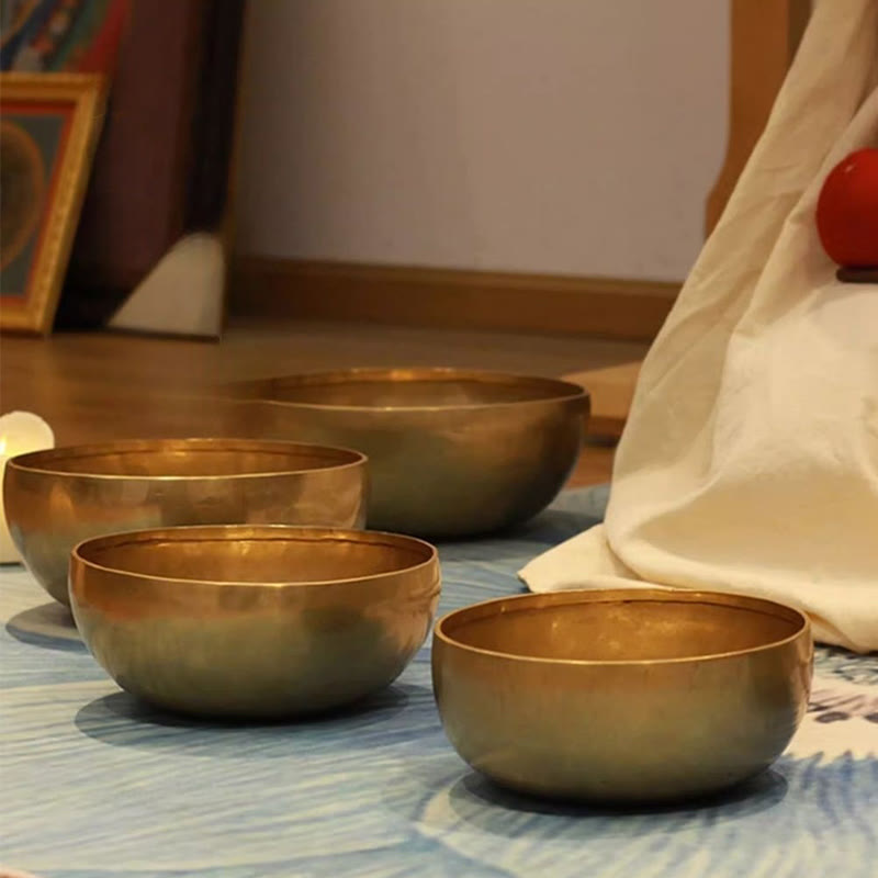 Buddha Stones Handmade Nepal Golden Singing Bowl for Healing and Meditation Sound Bowl Set - image 15