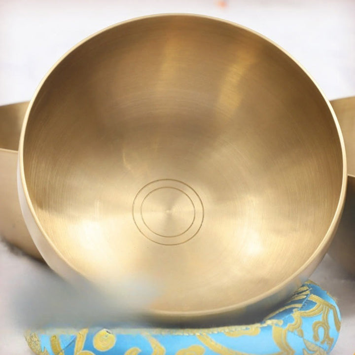 Buddha Stones Handmade Nepal Golden Singing Bowl for Healing and Meditation Sound Bowl Set - image 8