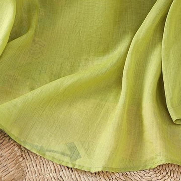 Buddha Stones Summer Ethnic Style Embroidery Flower Pattern Frog-Button Color Matching Women's Cotton Linen Three Quarter Sleeve Shirt - image 16