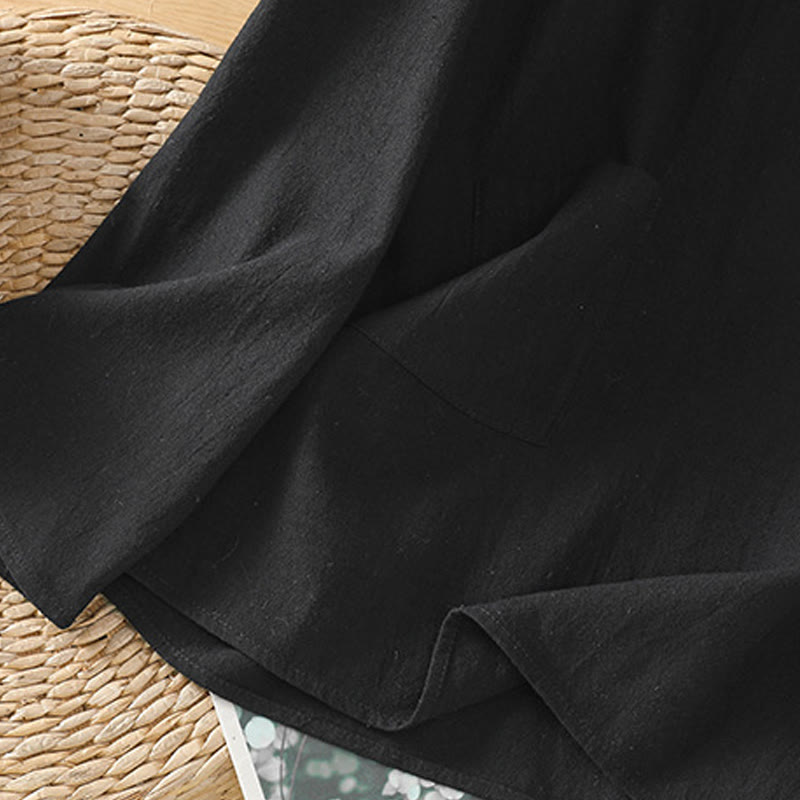 Buddha Stones Summer Casual Pure Color Half Button Simple Design Women's Cotton Linen Half Sleeve Shirt With Pocket - image 18