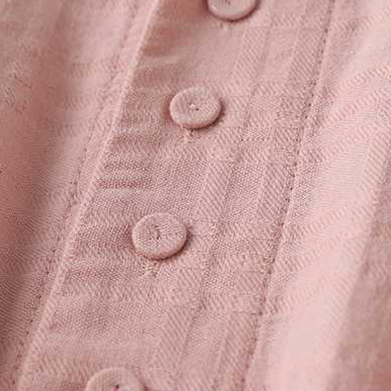 Buddha Stones Retro Solid Color Drawstring Frog-Button Design Long Sleeve Cotton Linen Midi Dress With Pockets - image 21