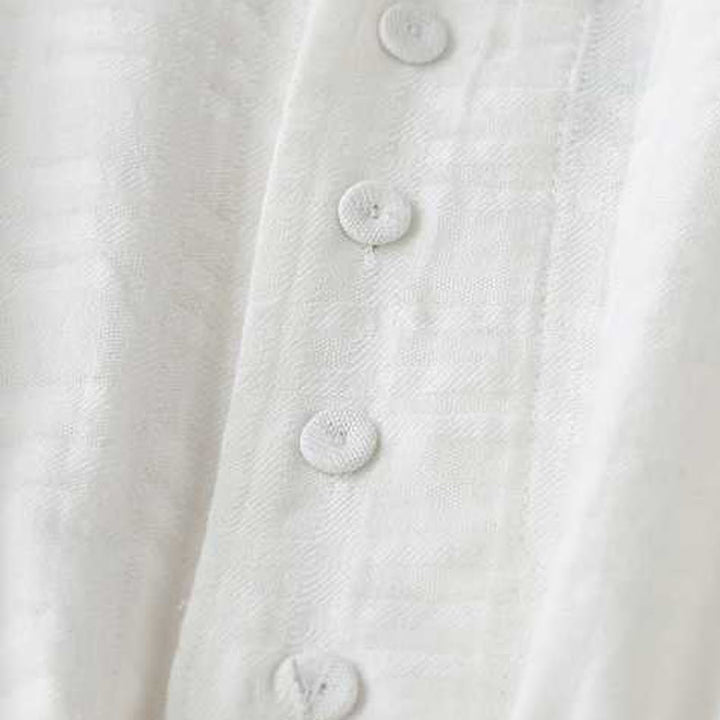 Buddha Stones Retro Solid Color Drawstring Frog-Button Design Long Sleeve Cotton Linen Midi Dress With Pockets - image 12