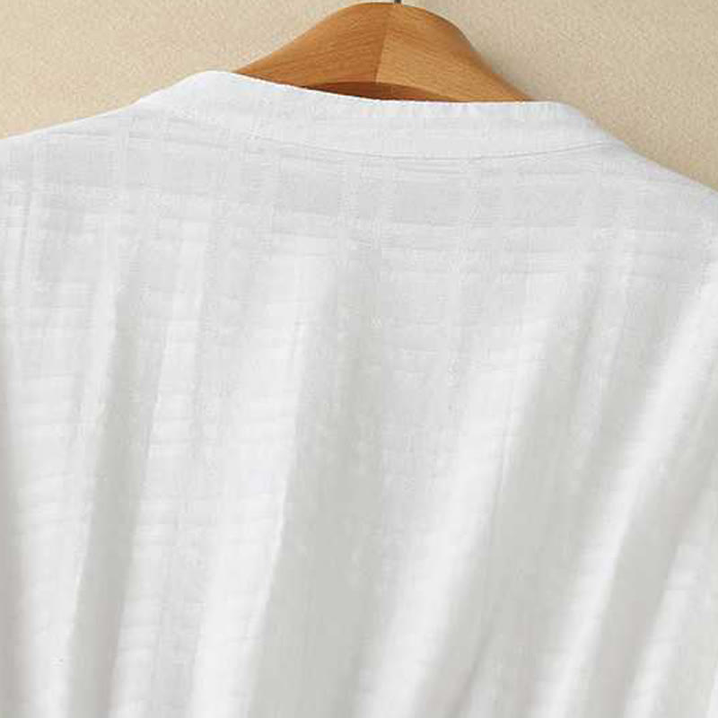 Buddha Stones Retro Solid Color Drawstring Frog-Button Design Long Sleeve Cotton Linen Midi Dress With Pockets - image 9