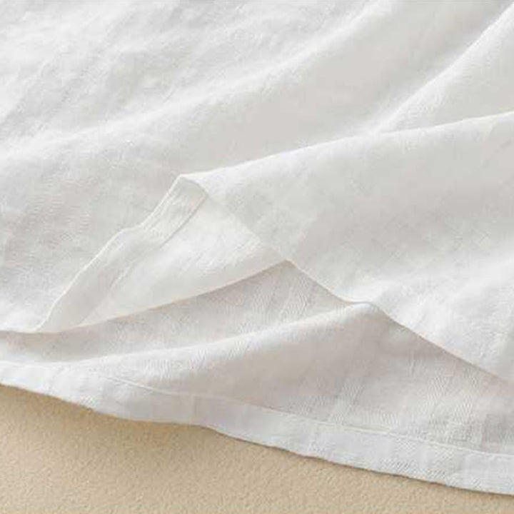 Buddha Stones Retro Solid Color Drawstring Frog-Button Design Long Sleeve Cotton Linen Midi Dress With Pockets - image 16