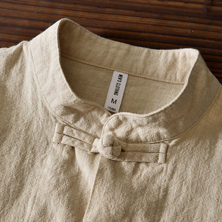 Buddha Stones Frog-Button Chinese Tang Suit Cotton Linen Men Jacket Shirt With Pockets - image 25