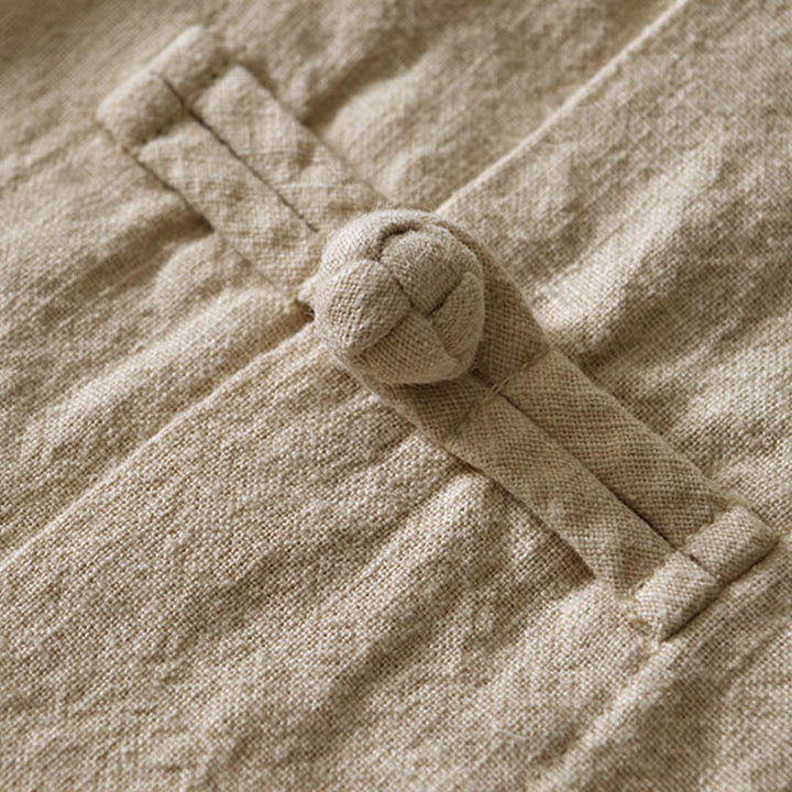 Buddha Stones Frog-Button Chinese Tang Suit Cotton Linen Men Jacket Shirt With Pockets - image 26