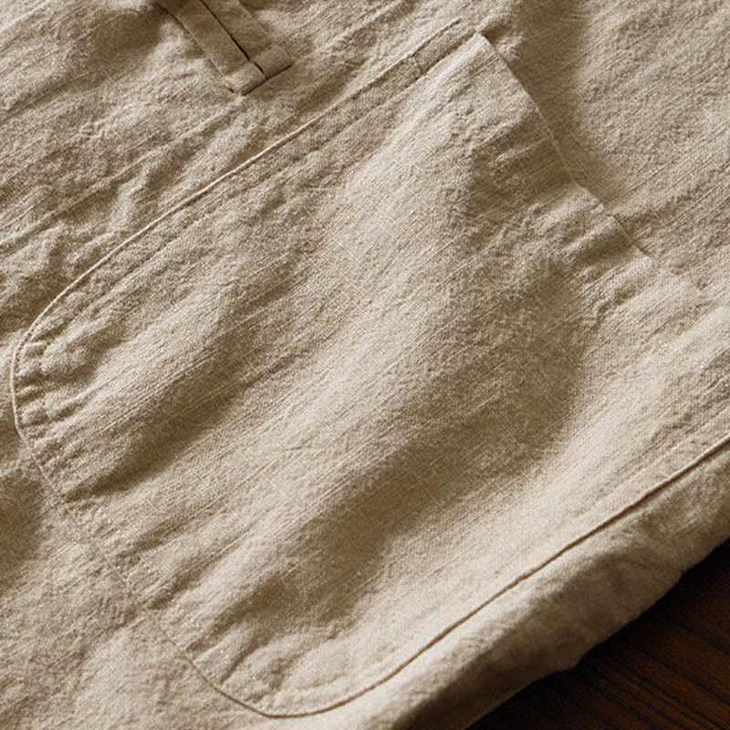 Buddha Stones Frog-Button Chinese Tang Suit Cotton Linen Men Jacket Shirt With Pockets - image 29