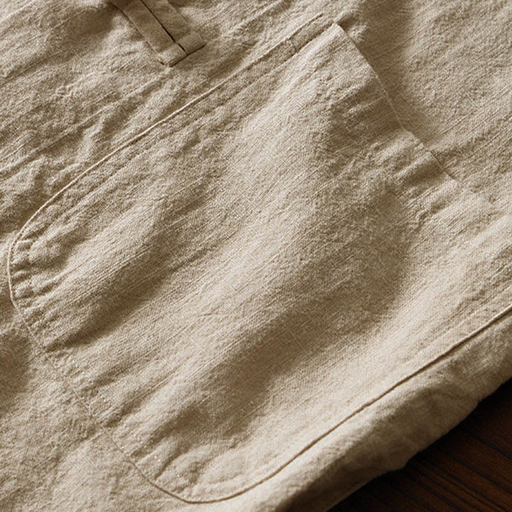 Buddha Stones Frog-Button Chinese Tang Suit Cotton Linen Men Shirt With Pockets - image 28