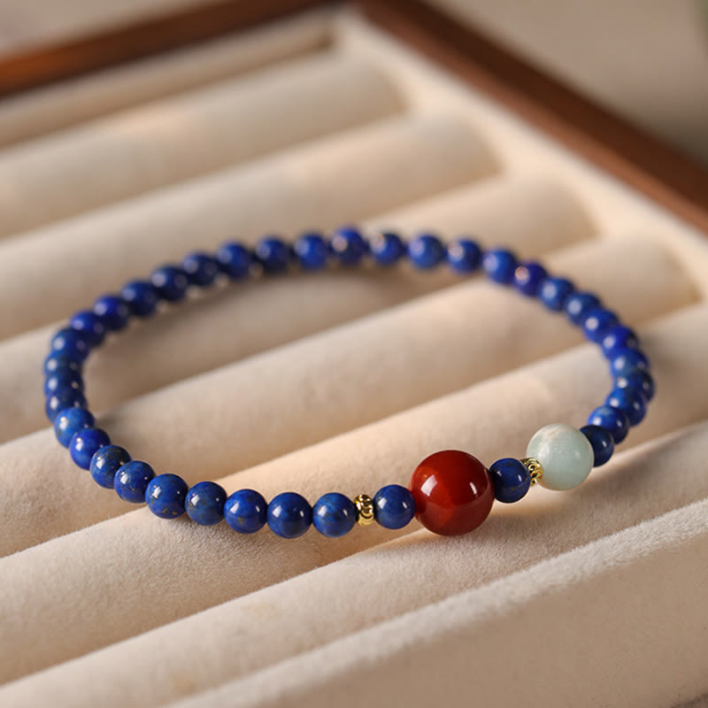Buddha Stones Small Lazurite Lapis Lazuli Agate Ultra-thin Beads Positive Bracelet - image 2