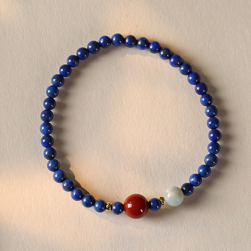 Buddha Stones Small Lazurite Lapis Lazuli Agate Ultra-thin Beads Positive Bracelet - image 1
