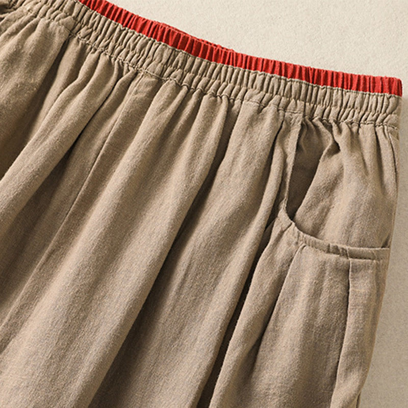 Buddha Stones Casual Embroidery Women's Cotton Linen 7-8 Length Harem Pants With Pockets - image 3