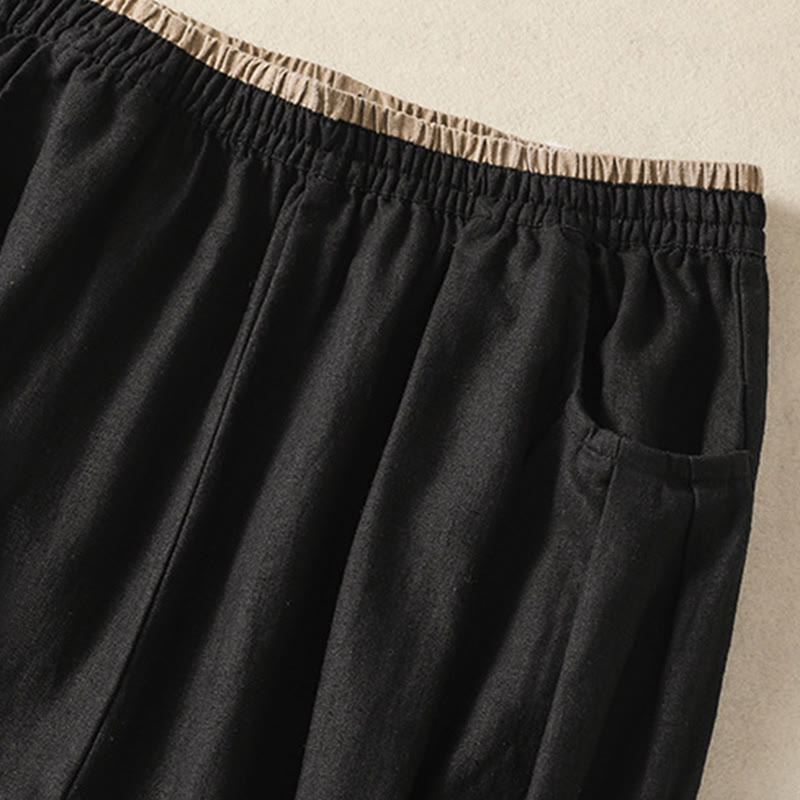 Buddha Stones Casual Embroidery Women's Cotton Linen 7-8 Length Harem Pants With Pockets - image 32