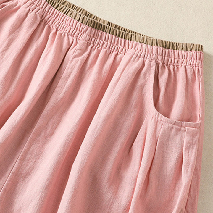 Buddha Stones Casual Embroidery Women's Cotton Linen 7-8 Length Harem Pants With Pockets - image 18