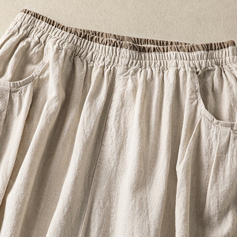 Buddha Stones Casual Embroidery Women's Cotton Linen 7-8 Length Harem Pants With Pockets - image 8