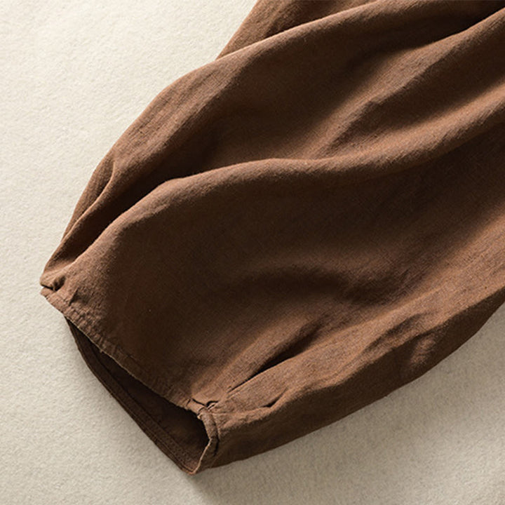 Buddha Stones Casual Embroidery Women's Cotton Linen 7-8 Length Harem Pants With Pockets - image 28