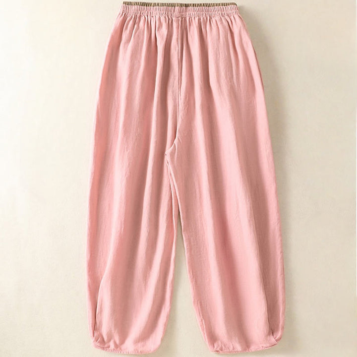 Buddha Stones Casual Embroidery Women's Cotton Linen 7-8 Length Harem Pants With Pockets - image 17
