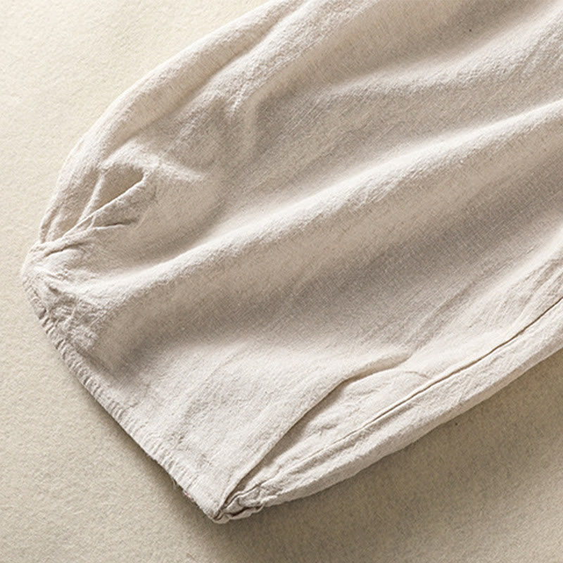 Buddha Stones Casual Embroidery Women's Cotton Linen 7-8 Length Harem Pants With Pockets - image 12