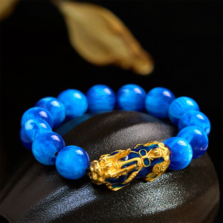 Buddha Stones Colorful Sea Willow Color Change PiXiu Positive Healing Bracelet - Blue Sea Willow(Wrist Circumference 15-18cm) - image 0