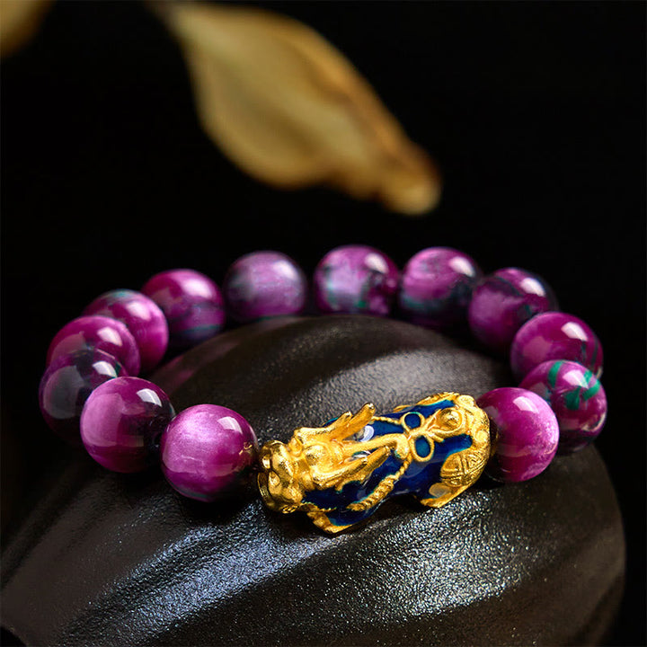 Buddha Stones Colorful Sea Willow Color Change PiXiu Positive Healing Bracelet - Purple Sea Willow(Wrist Circumference 15-18cm) - image 5
