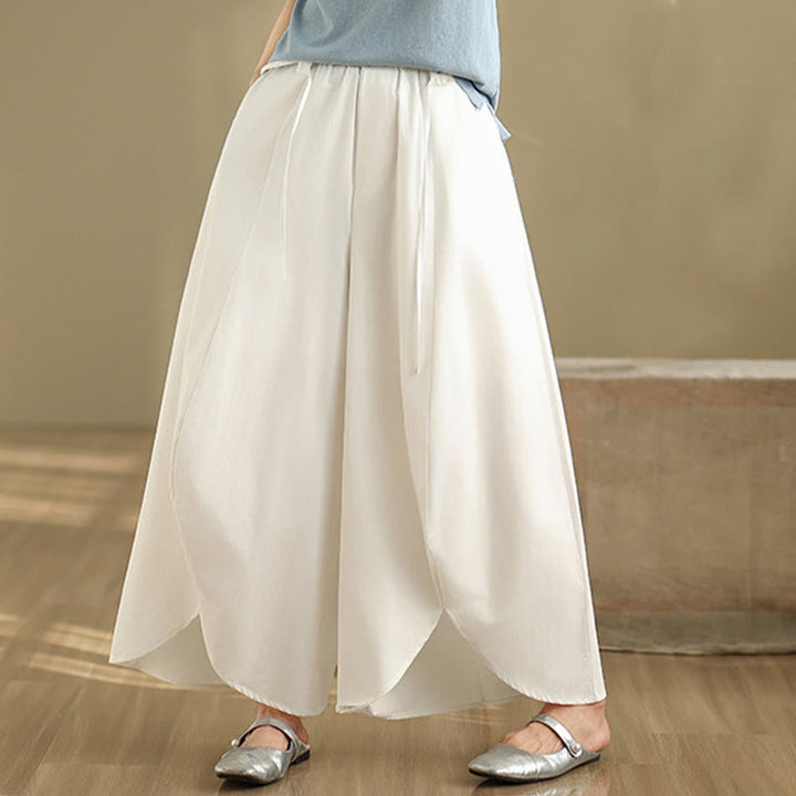 Buddha Stones Summer Vintage Lace-Up Women's Wide Leg Split Pants With Pockets - image 12