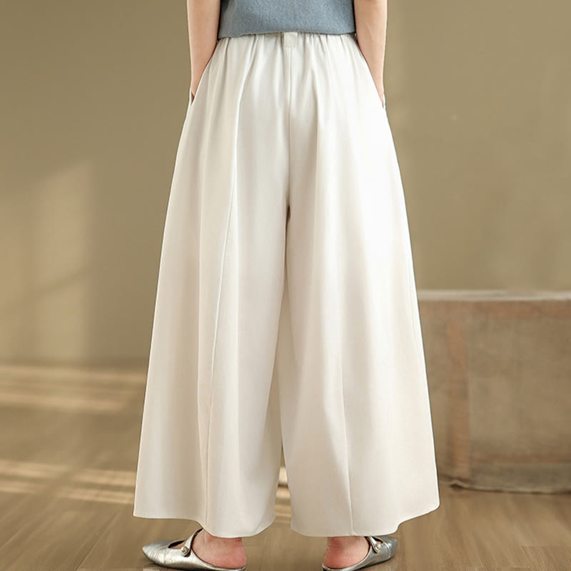 Buddha Stones Summer Vintage Lace-Up Women's Wide Leg Split Pants With Pockets - image 8