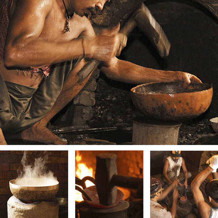 Buddha Stones Handmade Nepal Golden Singing Bowl for Healing and Meditation Sound Bowl Set - image 2