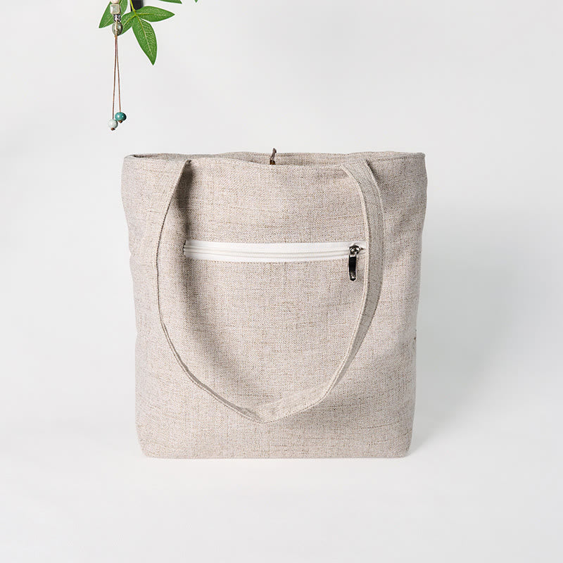 Buddha Stones Magnolia Embroidery Canvas Polyester Shoulder Bag