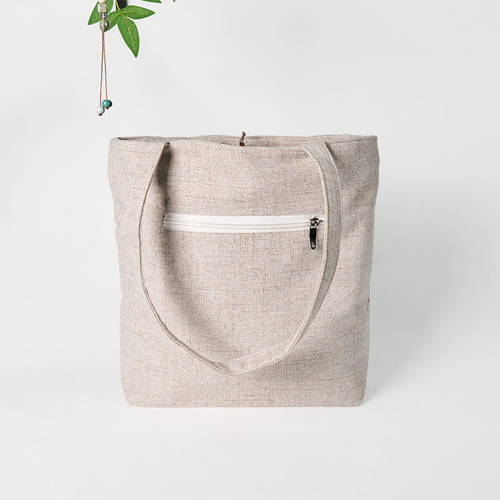 Buddha Stones Magnolia Embroidery Canvas Polyester Shoulder Bag