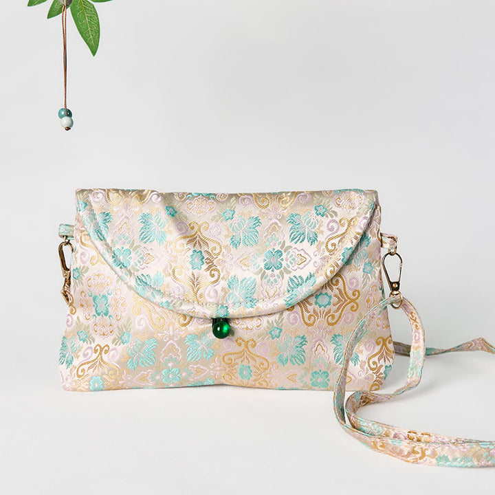Buddha Stones Retro Flowers Pattern Polyester Cotton Embroidery Crossbody Bag Hangbags