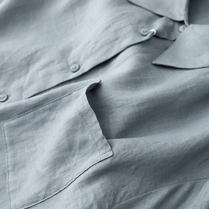 Buddha Stones Summer 2pcs Plain Long Sleeve Shirt Top Cardigan Shorts Meditation Clothing Women's Set With Pockets - image 22