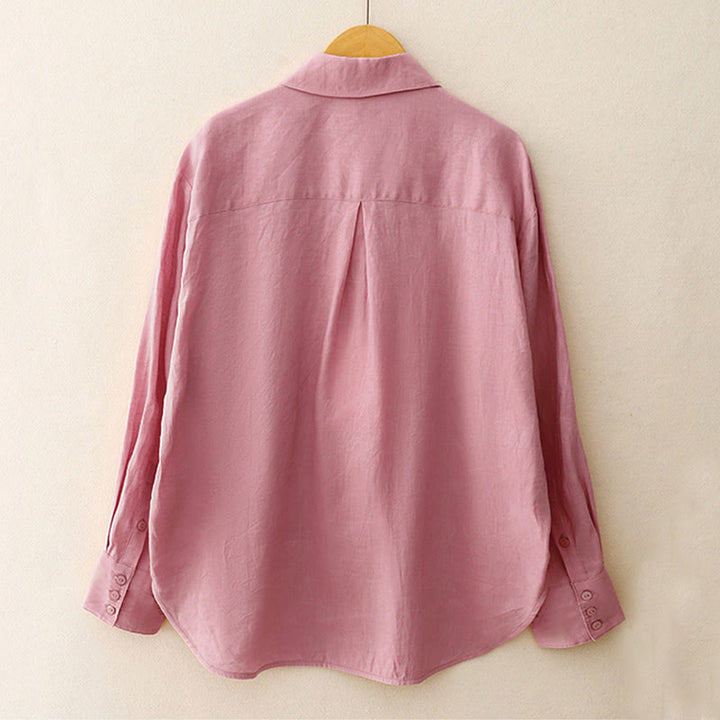 Buddha Stones Summer 2pcs Plain Long Sleeve Shirt Top Shorts Meditation Clothing Women's Set With Pockets - image 4