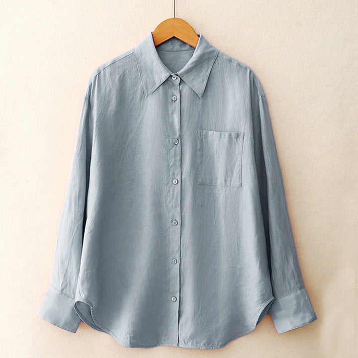 Buddha Stones Summer 2pcs Plain Long Sleeve Shirt Top Cardigan Shorts Meditation Clothing Women's Set With Pockets - image 19