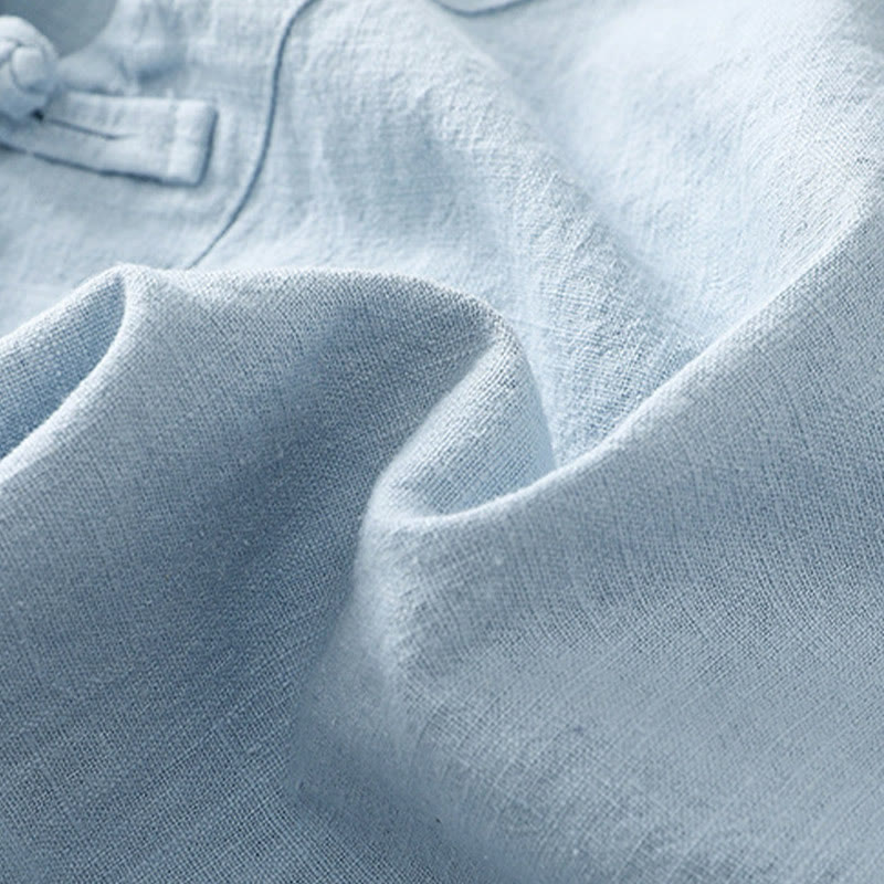 Buddha Stones Casual Plain Slant Stand Collar Collar Colorful Frog-Button Tang Suit Women's Cotton Linen Three Quarter Sleeve Shirt Cardigan - image 22